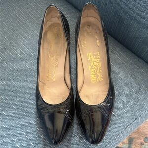 Salvatore Ferragamo Women's Black Patent Leather Flats